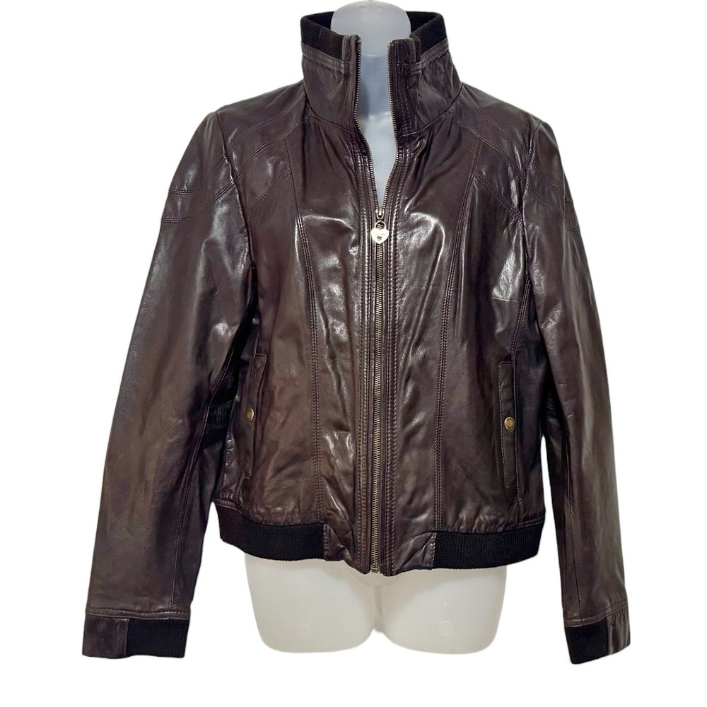 Guess Dark Brown Leather Jacket, Vintage